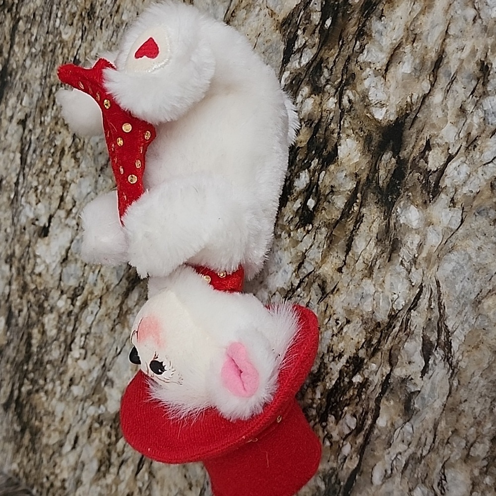 Annalee 2004 Valentine Sweatheart Teddy Bear Red Hat Tie 7" - Picture 3 of 8